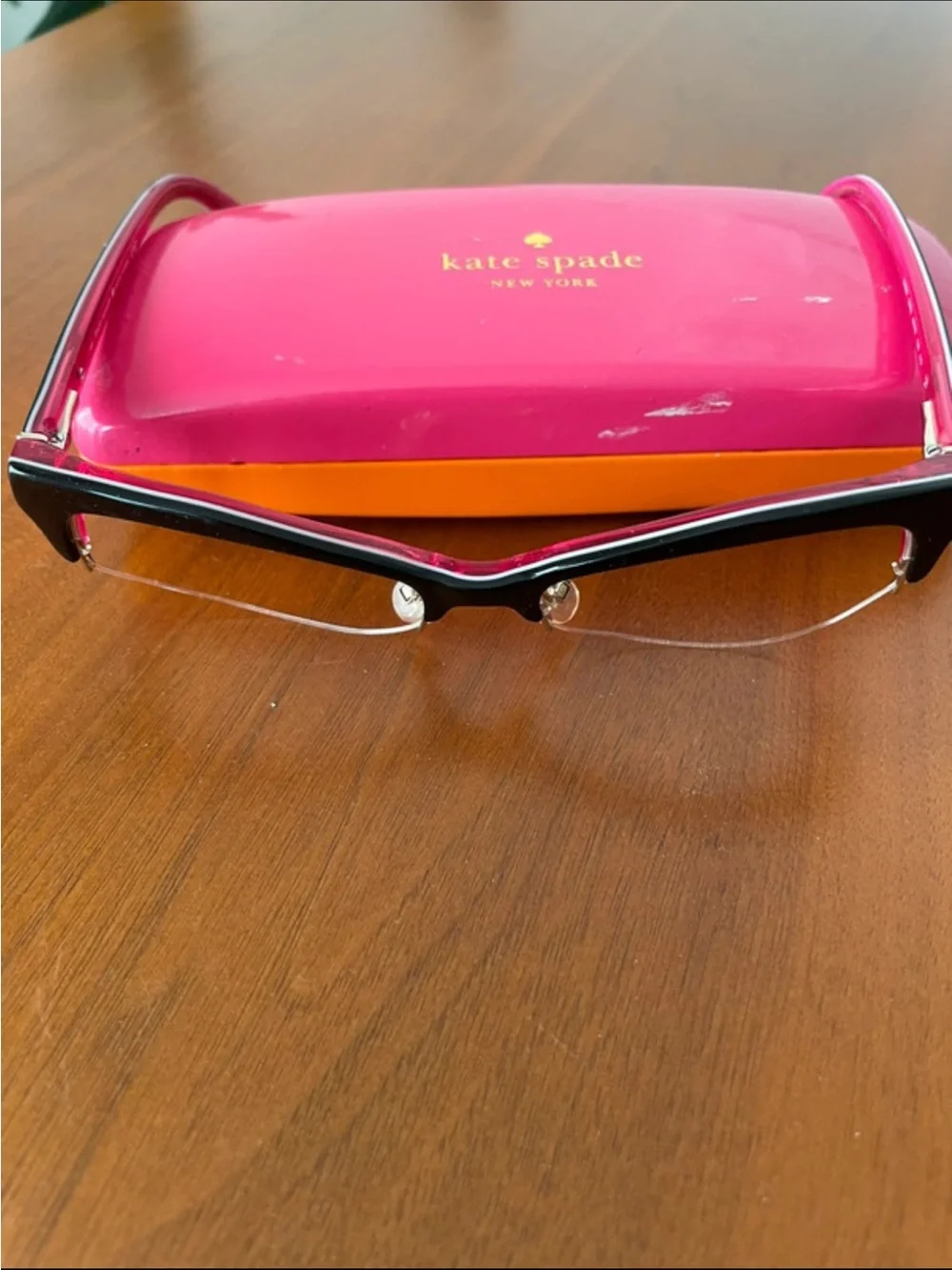 kate spade Black and Pink Rimless Cat Eye Glasses